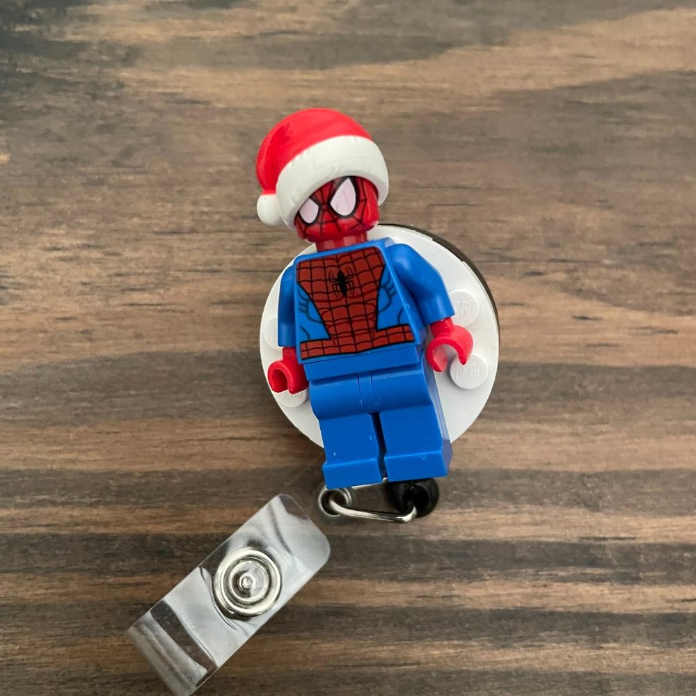 Lego Christmas Spiderman Badge Reel